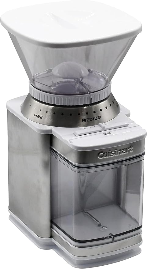 Cuisinart Coffee Grinder, Electric One-Touch Automatic Burr Coffee Grinder with 18-Position Grind Selector, Cup Size Selector for 4 – 18 Cups, White Stainless Steel