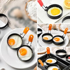 2025 New Stainless Steel Egg Rings for Frying - Round Cooker Rings, Pancake Shapers With Orange Silicone Handle Non-stick Molds for Kitchen Breakfast Tool (A-2Pcs Orange)