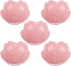 WHJY Pink Cherry Blossom Dish Set, Cute Pink Ceramic Plates, Sauce/Seasoning Dish, Sushi Dishes, Soy Dipping Bowl, Dessert, Appetizer Plates, Serving Dish for Kitchen Home – Set of 5