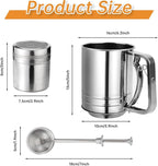 Flour Sifter, 3 in 1 Stainless Steel Sifter for Baking, 3 Cup Double Layer Fine Mesh Sifter, Powdered Sugar Shaker Duster Set for Baking Cakes, Pastries, Pies, Cupcakes and Desserts