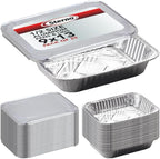 Sterno Aluminum Pans with Lids, Half Size, 9x13, Disposable Foil Tray for Baking, Roasting, Chafing, Great for Storage and Leftovers (50pcs)