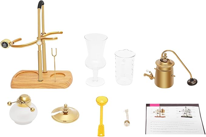 Belgian Balance Siphon Coffee Maker, Vintage Syphon Coffee Machines Vacuum Brewing System, Gold Royal Family Coffee Makers with handle for Home, Café shop (400ml/13.53oz) (Gold)