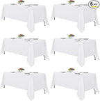 Fitable White Tablecloths for Rectangle Tables, 6 Pack - 70 x 120 Inches - Reusable and Washable Table Clothes for 6-8 Ft Tables, Polyester Fabric Table Covers for Wedding, Party, Banquet