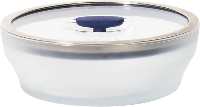 Anyday 7-Cup Microwave Cookware and Glass Container with Glass Lid, Plastic-Free Shallow Food Storage | Stackable Airtight Steamer with Vented Lid for Microwave-Safe Reheating & Steaming Vegetables