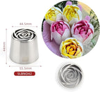 10 Pieces Extra Large Stainless Steel Seamless Russian Flower Piping Tips Kit for Marshmallow Bouquet,Cake Decorating Floral Icing Nozzles Set, 10 Icing Nozzles with 1 Clean Brush,1 Pastry Bag(XXL,A)