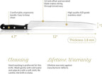 12 Inch Serrated Offset Bread Knife, Premium Stainless Steel Blade with Wave Edge, Full Tang Handle, Razor Sharp for Bread, Durable Professional Kitchen Knife, Black