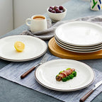 10.5-inch Porcelain Dinner Plate Set of 6 - Microwave, Oven and Dishwasher Safe, Scratch Resistant. (Classic Brown)