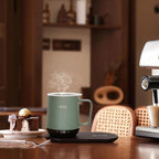 Temperature Control Smart Mug, Self Heating Coffee Mug LED Display, 180 Min Battery Life - Hot up to 149℉ Fast Wireless Charger Base Improved Design (12oz, Blue Grey)