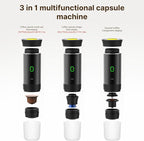 Decdeal Cordless Coffee Machine for Car Home Travel 3 in 1 Electric Coffee Maker Work With Capsule and Ground Coffee 15Bar Mini Cold Brew and Heating Coffee Maker with 150ml Cup