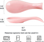 Hasense Spoon Rest for Stove Top, Large Ceramic Spoon Holder for Kitchen Counter, Cooking Utensil Rest for Spatula Ladle Spoon and Tong, Kitchen Spoon Rest for Home and Coffee Bar Accessories, Pink