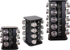 Spice Rack, Spice Rack Organizers for Countertop, Rotating Countertop Spice Rack, Revolving Spice Rack for Kitchen, Kitchen Gadgets, Organizer Rack with Spice Jars (Black, SquareHead_20Jars)