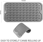 Silicone Dish Drying Mat for Multiple Usage,Easy clean,Eco-friendly,Heat-resistant Silicone Mat for Kitchen Counter or Sink,Refrigerator or Drawer Liner Grey S 12 inches x 6 inches