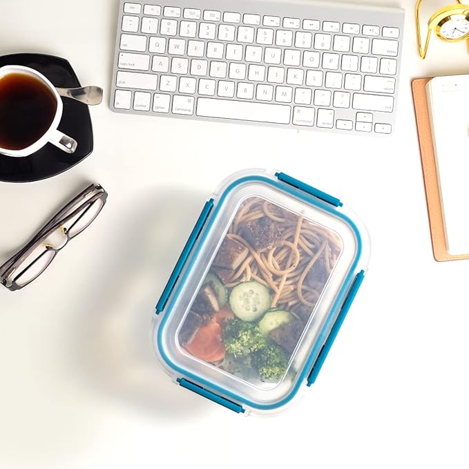 GC Glass Food Storage Containers with Airtight Lids-Glass Meal Prep Containers/Bento Box/Microwave Freezer Dishwasher Safe-Glass Lunch Box for Kitchen,Stackable,Large Capacity, BPA Free