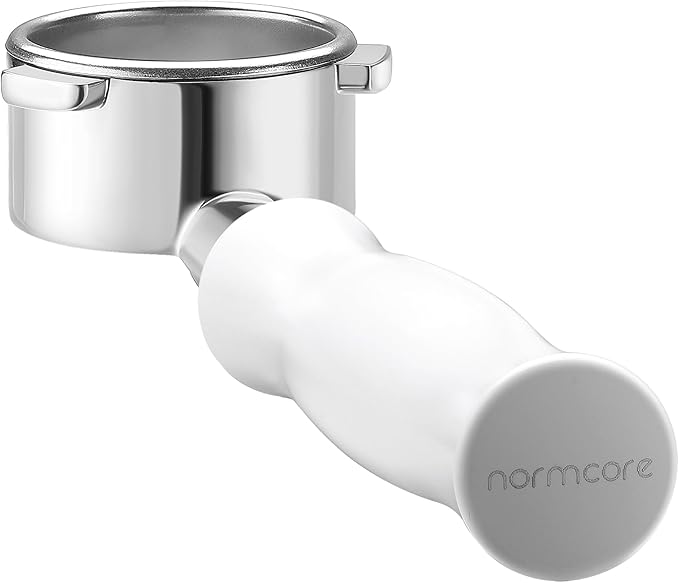 Normcore 54mm Bottomless Portafilter Fits Breville Sage Barista Express Machines, Barista-Grade Naked Espresso Tool, Included 18g Filter Basket, Anodized Aluminum Handle, White