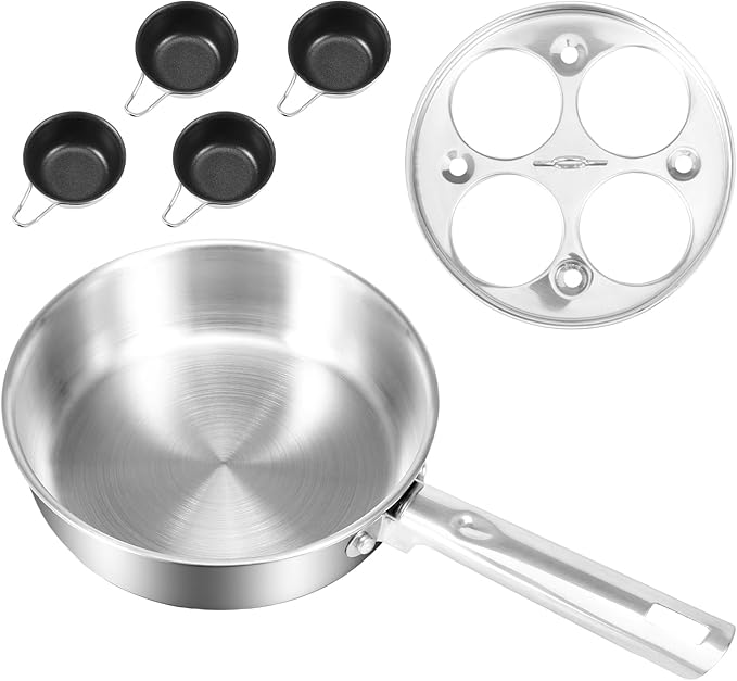 Modern Innovations Egg Poacher Pan for Poached Eggs, Nonstick Cups Poached Maker Pan, Stainless Steel Easy Cooker, Poaching Eggs Benedict Maker