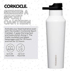 Corkcicle Sport Canteen - Keeps Drinks Cold 25 Hours - Stainless Steel Water Bottle - Triple-Insulated - Spill-Proof - Summer Drinkware Gift - Keeps Drinks Ice Cold - 20 oz - Gloss White