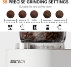 Conical Burr Coffee Grinder, Adjustable Burr Mill with 38 Precise Grind Setting, precision timer, for Espresso/Drip/Pour Over/Cold Brew/French Press Coffee Maker(Beige)