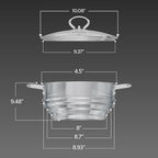 SUNHOUSE 5 Quart Stainless Steel Steamer Insert – Multi-Purpose Soup & Food Steamer with Stay-Cool Handles & Heavy-Duty Glass Lid – Fits Various Pot Sizes (8", 9", 9.5")