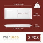 Serving Platters Set of 3, Large Serving Trays 14 inch, White Serving Plates, Ceramic Rectangle Plate, Long Platter for Cake, Sushi, Steak, Dessert, Buffet