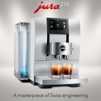 Jura Z10 Coffee Machine Aluminum White Bundle with Filter Cartridge Water Stabilizer, Milk System Cleaner Mini-Tabs, Cleaning Tablets, Milk Containers, and Blend Whole Bean Coffee (6 Items)