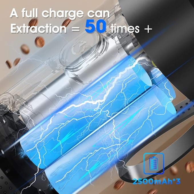 Portable Espresso Maker, 20 Bar Pressure Small Coffee Machine, Rechargeable Battery Operated Mini Coffee Maker for Pods or Grounds, Includes Car Charger, for Hot & Iced Coffee (Silver)