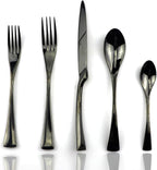 JASHII 18/10 Stainless Steel 20 Piece Mirror Polished Black Flatware Set,Dinner Knife Fork Salad Fork Dessert Spoon Coffee Spoon，Service for 4 ，Black Utensil Sets