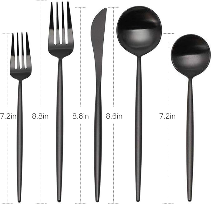 Matte Black Silverware Set, sharecook 20-Piece Stainless Steel Satin Finish Flatware Set Service for 4, Kitchen Utensil Set, Tableware Cutlery Set for Home and Restaurant