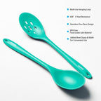 Silicone Spoons for Cooking - Extra Large Kitchen Spoons for Mixing, Serving, & Stirring - 600°F Heat-Resistant Non Stick Utensils Ladle & Skimmer- Dishwasher Safe, Teal