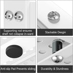 2Pack Expandable Cabinet Shelf Organizers, Stackable Metal Shelves Extender for Kitchen Countertop Storage, Adjustable Spices Shelves Rack Stand for Cupboard Pantry, White