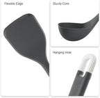 Silicone Kitchen Cooking Utensils Set: MOACC Heat Resistant 13inch Long Kitchen Gadgets, BPA Free Non Stick Rubber Cook Accessories For Food Prep, Frying, Serving, Basting (Dark Grey)