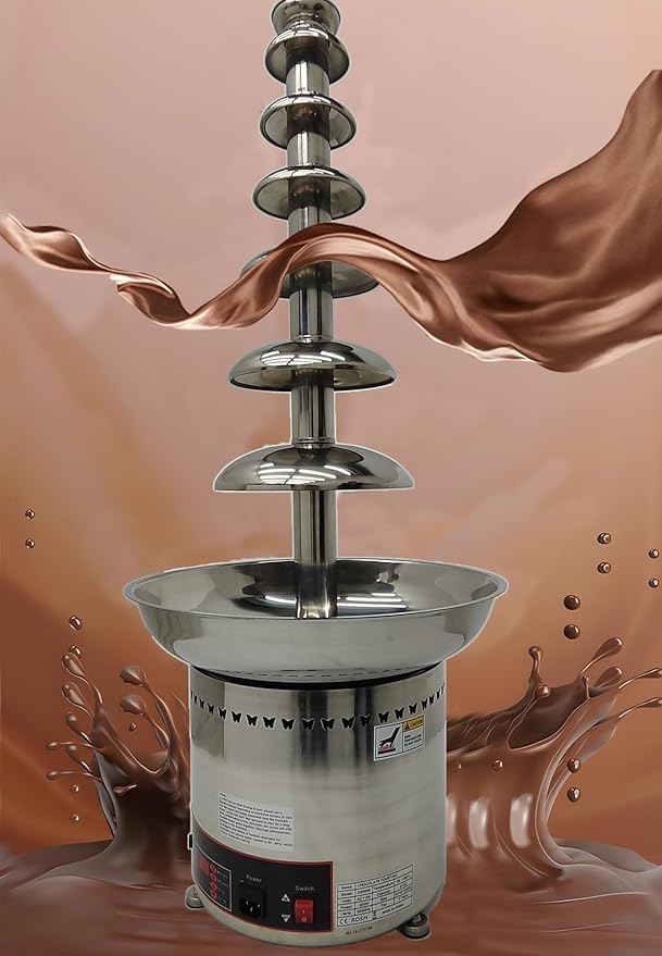 7-Tier Electric Stainless Steel Chocolate Melts Dipping Fondue Fountain Commercial Chocolate Fondue Fountain Machine 110V Chocolate Waterfall Heated Melting Machine for Party