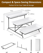 Yedio 3 Tier Serving Tray Set 14 Inch Porcelain Tiered Serving Trays Platters, Collapsible Sturdier Stand with Stable Cross Bars, Three Layer Serving for Party Entertaining Food Display Fruit Dessert