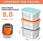 UPTRUST Stainless Steel Snack Containers for Kids, Easy Open Leak Proof, Small Food Containers with Silicone Lids, Perfect Metal Lunch Box for Daycare and School (3pcs 8oz)