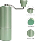 TIMEMORE Manual Coffee Grinder CNC Stainless Steel Burr Coffee Grinder with Capacity 20g Chestnut C3S Internal External Adjustable Setting, Double Bearing Positioning for Travel Camping, Home Green