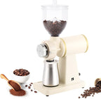 Huanyu Electric Coffee Bean Grinder 250G Commercial&Home Milling Grinding Machine 200W Automatic Burr Grinder Professional Miller 8 Fine - Coarse Grind Size Settings (White)