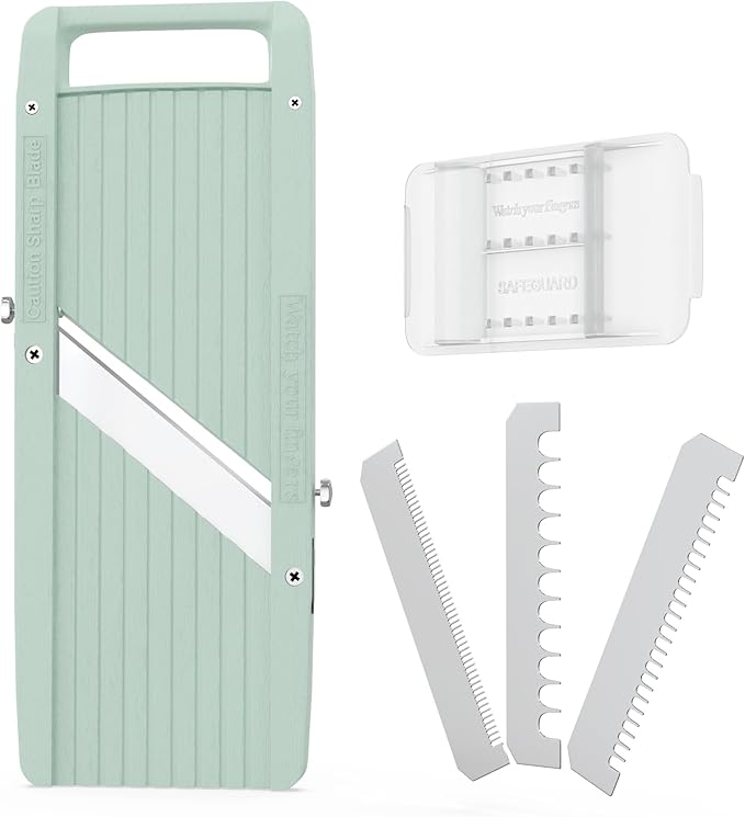 Narrow Mandoline Slicer for Kitchen – Professional Slicer Vegetable Cutter Japanese Mandoline Slicer with Interchangeable Stainless Steel Blades – Food Manual Slicer Handheld Mandoline Slicer