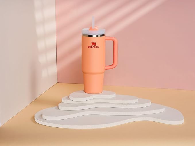 STANLEY Quencher H2.0 Tumbler with Handle and Straw 30 oz | Flowstate 3-Position Lid | Cup Holder Compatible for Travel | Insulated Stainless Steel Cup | BPA-Free | Nectarine