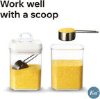 Felli Flip Tite Food Storage Containers With Lid 5" LARGE Airtight Ring Lock Flip Top, Square Acrylic Canister Jar for Rice Sugar Flour Protein Powder, Kitchen Pantry Organizer, Gift Set (1.8qt)