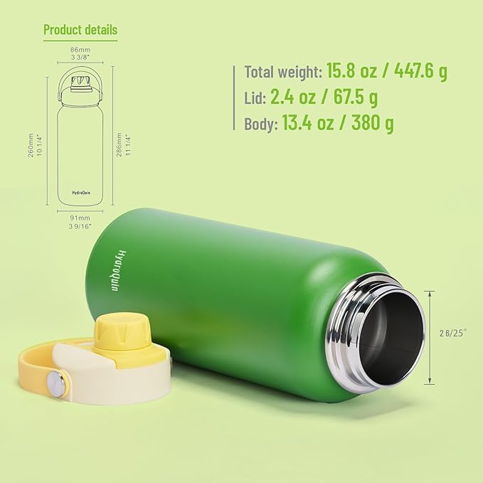 32oz Water Bottle with Comfort Grip Handle, Gym Water Bottle, Insulated Steel Water Bottle with Wide Mouth, No Straw