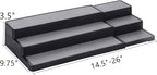 YCOCO 3-Tier Expandable Spice Rack Step Modern Design Waterproof and Non Skid Shelf Kitchen Organizer for Pantry Cabinet or Countertop Use,Black
