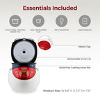 CUCKOO CR-0351FR 3-Cup (Uncooked) / 6-Cup (Cooked) Electric Warmer Rice Cooker with Nonstick Inner Pot, 5 Menu Modes, LCD Display, Fuzzy Logic Tech (Red)