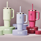 Hydro Flask 24 Oz Travel Tumbler with Handle, Lid and Straw - Insulated Stainless Steel in Botanical Bliss Agave