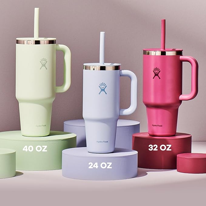 Hydro Flask 24 Oz Travel Tumbler with Handle, Lid and Straw - Insulated Stainless Steel in Aloe