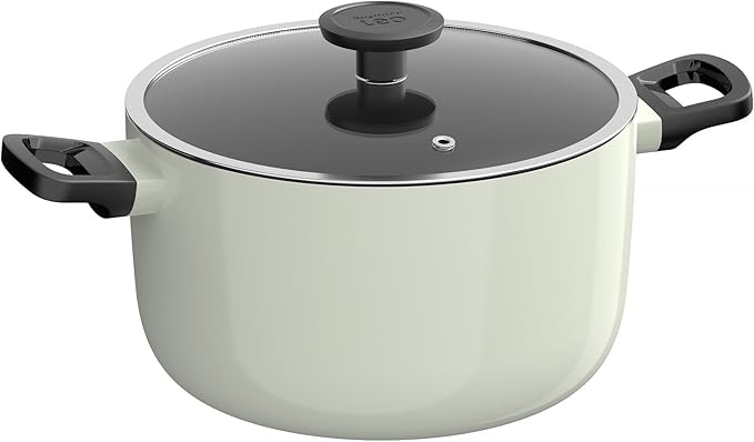 BergHOFF Leo Glints 7Pc Non-stick Ceramic Cookware Set With Glass Lid, Recycled Aluminum, CeraGreen Non-toxic Coating, Stay-cool Handle, Sage