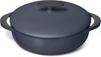 Caraway Enameled Cast Iron Braiser - 3.5 qt Braiser Pan - 3 Layer Enamel Coating - No Seasoning Required - Compatible With All Stovetops - Oven Safe - Free From Forever Chemicals - Midnight Blue