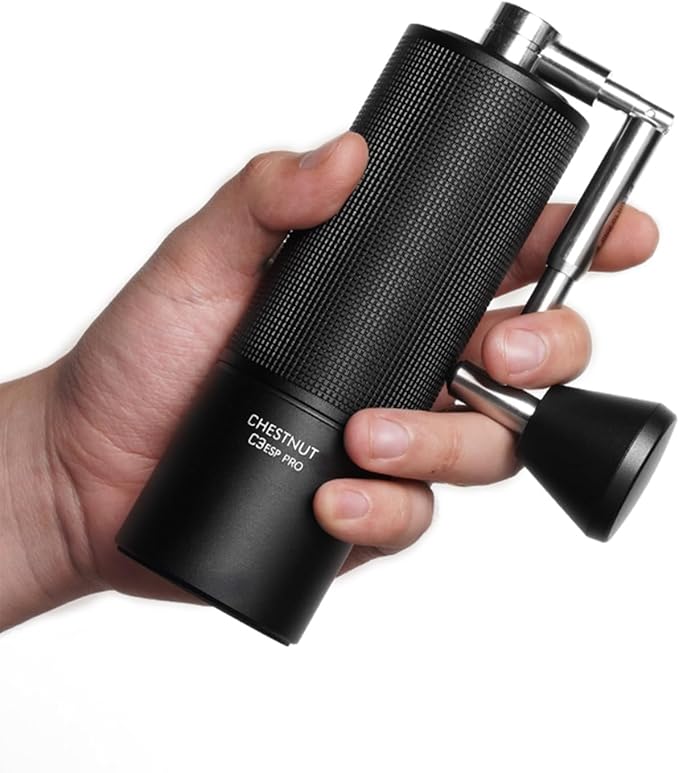 TIMEMORE Manual Coffee Grinder Stainless Steel Espresso Coffee Bean Grinder with Foldable Handle Chestnut C3 ESP PRO Internal Adjustable Setting, Double Bearing Positioning Black