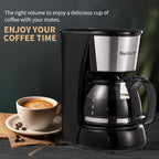 4-5 Cups Drip Coffee Maker, Coffee Pot Machine Permanent Coffee Filter, Mini,20Oz Electric Coffee Maker,650W Black and Stainless Steel