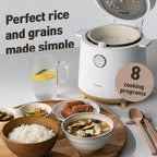 Banu Mini Low Carb Rice Cooker Japanese Low Carb Rice Cooker 3 Cups (white rice), 1 Cup (Low carb rice) Uncooked with Stainless Steel Steamer, Rice Maker Low Sugar Rice Function, 24H Delay Timer & Auto Keep Reduce One-Touch Cooking - Black