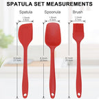13-Piece Measuring Cups and Spoons Set with 3-Piece Red Silicone Spatula Set, BPA-Free, Dishwasher Safe Baking and Cooking Tools