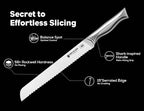 BRODARK Bread Knife - 10" Serrated Knife for Homemade Bread Sourdough - High Carbon Stainless Steel, One Piece Design, Sharp Serrated Edge for Even & Straight Slicing - NSF Certified, Shark Series